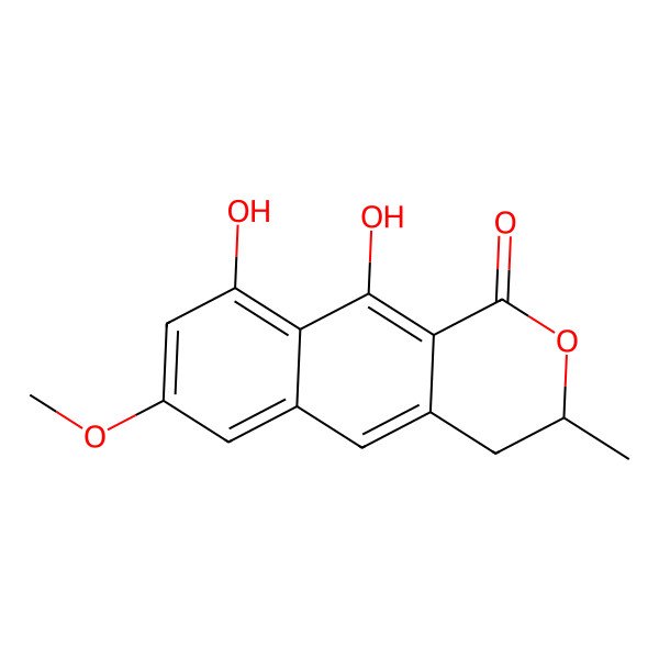 2D Structure of 9,10-Dihydroxy-7-methoxy-3-methyl-3,4-dihydrobenzo[g]isochromen-1-one