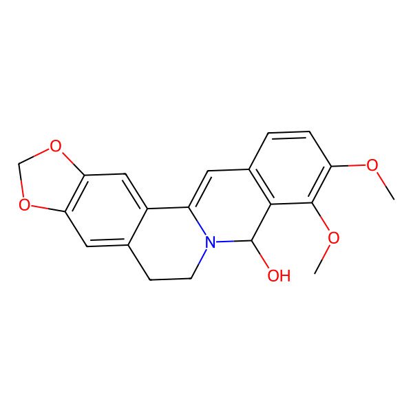2D Structure of 9,10-Dimethoxy-2,3-(methylenedioxy)-13,13a-didehydro-8-berbinol