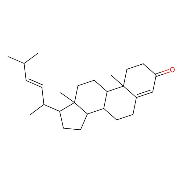 2D Structure of (8S,9S,10R,13R,14S,17R)-10,13-dimethyl-17-[(E,2R)-5-methylhex-3-en-2-yl]-1,2,6,7,8,9,11,12,14,15,16,17-dodecahydrocyclopenta[a]phenanthren-3-one