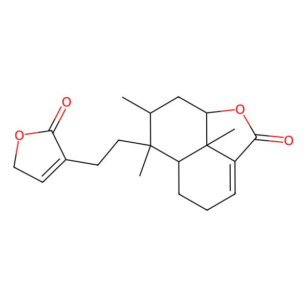 2D Structure of 9,10,12-trimethyl-9-[2-(5-oxo-2H-furan-4-yl)ethyl]-2-oxatricyclo[6.3.1.04,12]dodec-4-en-3-one