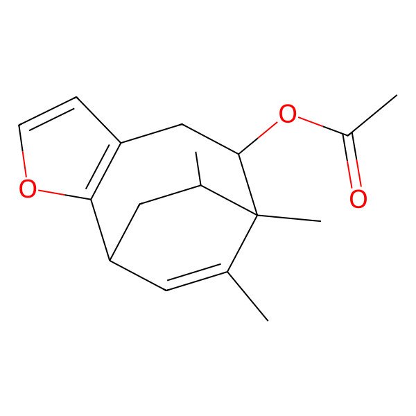 2D Structure of (9,10,13-Trimethyl-3-oxatricyclo[7.2.2.02,6]trideca-2(6),4,10-trien-8-yl) acetate
