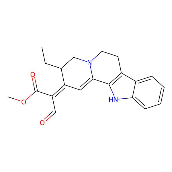 2D Structure of methyl (2E)-2-[(3S)-3-ethyl-4,6,7,12-tetrahydro-3H-indolo[2,3-a]quinolizin-2-ylidene]-3-oxopropanoate