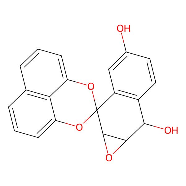 2D Structure of spiro[2,4-dioxatricyclo[7.3.1.05,13]trideca-1(12),5,7,9(13),10-pentaene-3,2'-7,7a-dihydro-1aH-naphtho[2,3-b]oxirene]-4',7'-diol