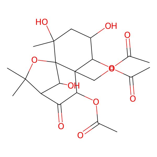 2D Structure of [(1S,2S,4S,5R,6S,7S,9R,12R)-5,7-diacetyloxy-2,4,12-trihydroxy-2,10,10-trimethyl-8-oxo-11-oxatricyclo[7.2.1.01,6]dodecan-6-yl]methyl acetate