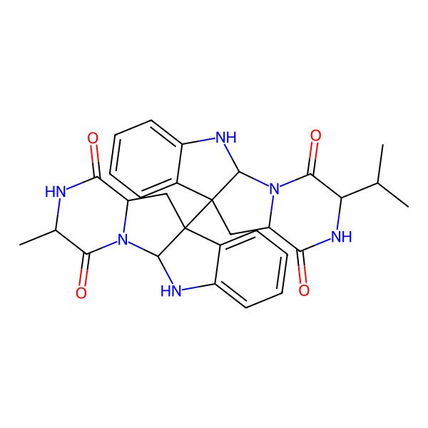 2D Structure of 9-(3,6-Dioxo-4-propan-2-yl-2,5,16-triazatetracyclo[7.7.0.02,7.010,15]hexadeca-10,12,14-trien-9-yl)-4-methyl-2,5,16-triazatetracyclo[7.7.0.02,7.010,15]hexadeca-10,12,14-triene-3,6-dione