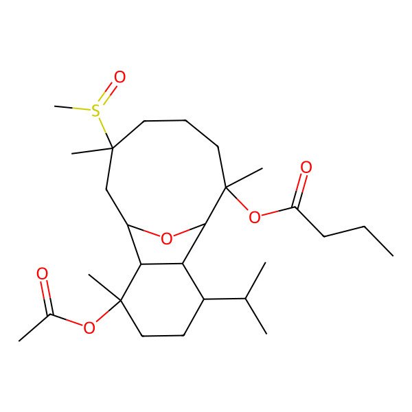 2D Structure of [(1R,2S,3R,6R,7R,8R,9R,13R)-3-acetyloxy-3,9,13-trimethyl-13-[(R)-methylsulfinyl]-6-propan-2-yl-15-oxatricyclo[6.6.1.02,7]pentadecan-9-yl] butanoate