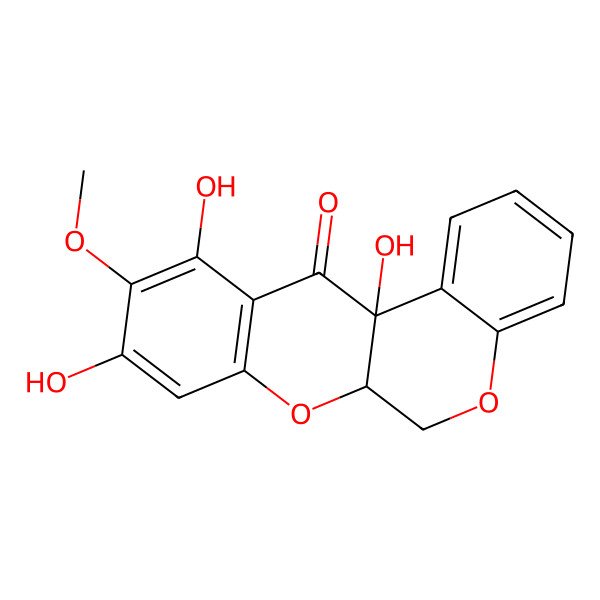 2D Structure of 9,11,12a-Trihydroxy-10-methoxy-6,6a-dihydrochromeno[3,4-b]chromen-12-one