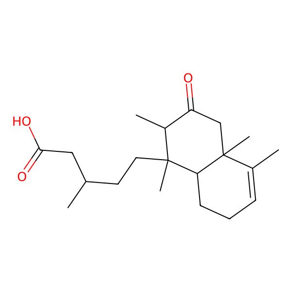 2D Structure of (3S)-5-[(1R,2S,4aR,8aR)-1,2,4a,5-tetramethyl-3-oxo-4,7,8,8a-tetrahydro-2H-naphthalen-1-yl]-3-methylpentanoic acid