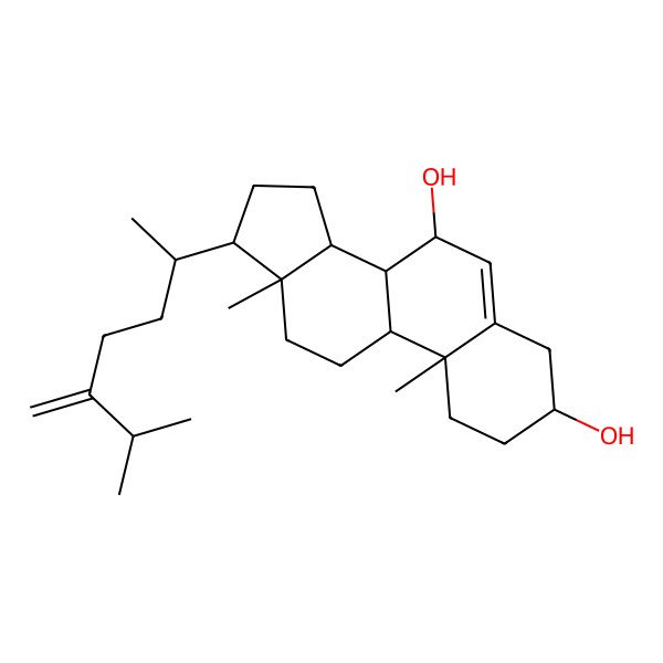 2D Structure of 10,13-dimethyl-17-(6-methyl-5-methylideneheptan-2-yl)-2,3,4,7,8,9,11,12,14,15,16,17-dodecahydro-1H-cyclopenta[a]phenanthrene-3,7-diol