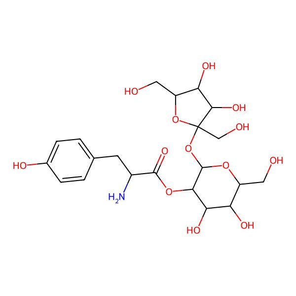 2D Structure of [(2R,3R,4S,5S,6R)-2-[(2S,3S,4S,5R)-3,4-dihydroxy-2,5-bis(hydroxymethyl)oxolan-2-yl]oxy-4,5-dihydroxy-6-(hydroxymethyl)oxan-3-yl] (2S)-2-amino-3-(4-hydroxyphenyl)propanoate