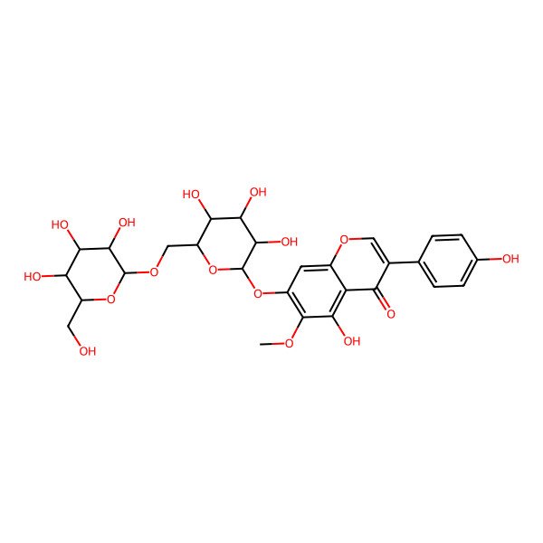 2D Structure of 5-hydroxy-3-(4-hydroxyphenyl)-6-methoxy-7-[(2S,3R,4S,5S,6R)-3,4,5-trihydroxy-6-[[(2R,3S,4S,5S,6R)-3,4,5-trihydroxy-6-(hydroxymethyl)oxan-2-yl]oxymethyl]oxan-2-yl]oxychromen-4-one