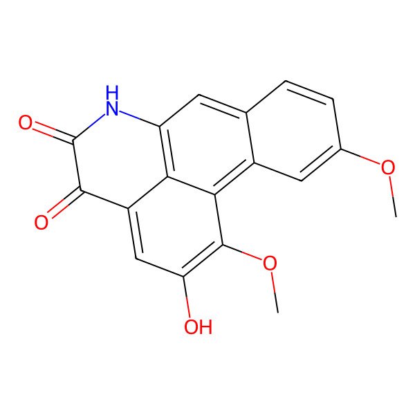 2D Structure of 15-Hydroxy-4,16-dimethoxy-10-azatetracyclo[7.7.1.02,7.013,17]heptadeca-1,3,5,7,9(17),13,15-heptaene-11,12-dione