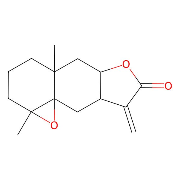2D Structure of 9,13-Dimethyl-4-methylidene-6,14-dioxatetracyclo[7.5.0.01,13.03,7]tetradecan-5-one