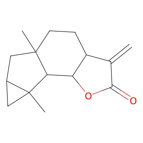 2D Structure of 9,13-Dimethyl-5-methylidene-3-oxatetracyclo[7.4.0.02,6.011,13]tridecan-4-one