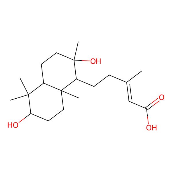 2D Structure of (E)-5-[(1R,2S,4aR,6S,8aR)-2,6-dihydroxy-2,5,5,8a-tetramethyl-3,4,4a,6,7,8-hexahydro-1H-naphthalen-1-yl]-3-methylpent-2-enoic acid