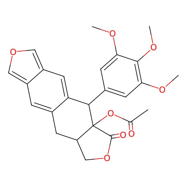 2D Structure of [(3aR,4R,10aS)-3-oxo-4-(3,4,5-trimethoxyphenyl)-1,4,10,10a-tetrahydro-[2]benzofuro[5,6-f][2]benzofuran-3a-yl] acetate