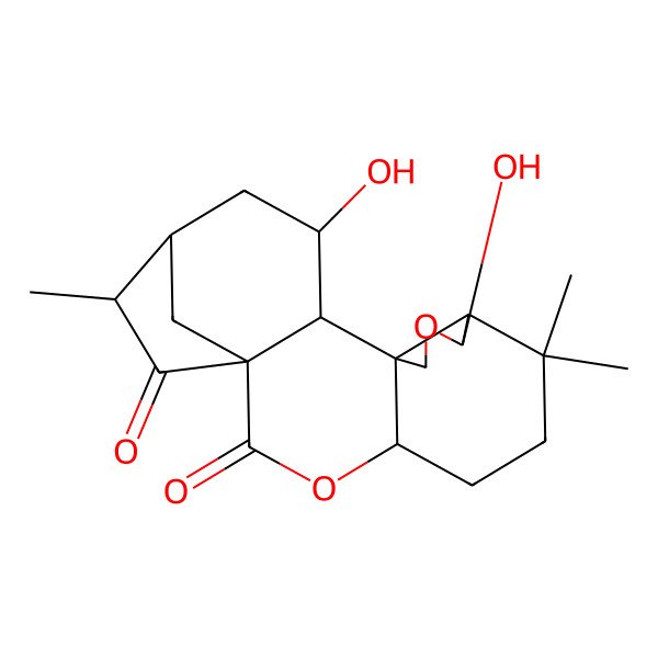2D Structure of 9,14-Dihydroxy-7,7,17-trimethyl-3,10-dioxapentacyclo[14.2.1.01,13.04,12.08,12]nonadecane-2,18-dione