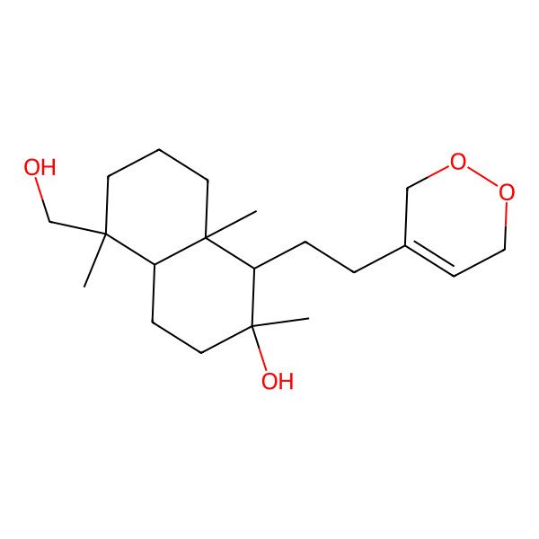 2D Structure of (1S,2S,4aS,5S,8aR)-1-[2-(3,6-dihydro-1,2-dioxin-4-yl)ethyl]-5-(hydroxymethyl)-2,5,8a-trimethyl-3,4,4a,6,7,8-hexahydro-1H-naphthalen-2-ol