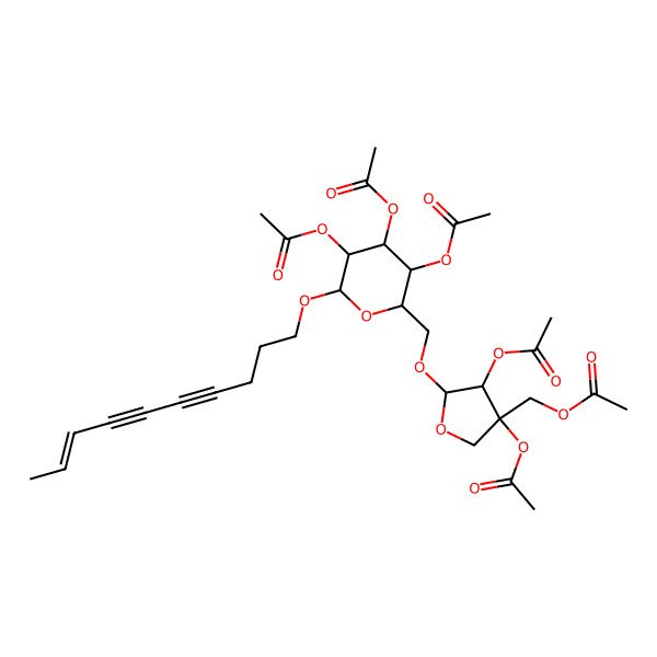 2D Structure of [(3S,4R,5R)-3,4-diacetyloxy-5-[[(2R,3R,4S,5R,6R)-3,4,5-triacetyloxy-6-[(E)-dec-8-en-4,6-diynoxy]oxan-2-yl]methoxy]oxolan-3-yl]methyl acetate