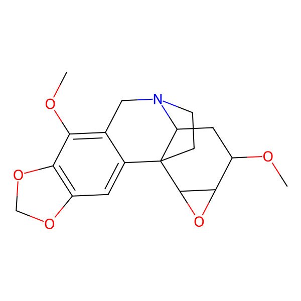 2D Structure of 9,15-Dimethoxy-5,7,17-trioxa-12-azahexacyclo[10.6.2.01,13.02,10.04,8.016,18]icosa-2,4(8),9-triene