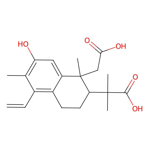 2D Structure of 2-[1-(carboxymethyl)-5-ethenyl-7-hydroxy-1,6-dimethyl-3,4-dihydro-2H-naphthalen-2-yl]-2-methylpropanoic acid