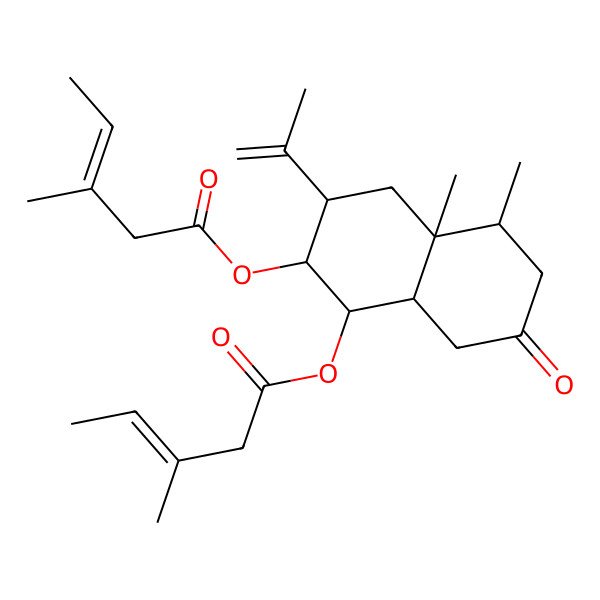 2D Structure of [4a,5-Dimethyl-2-(3-methylpent-3-enoyloxy)-7-oxo-3-prop-1-en-2-yl-1,2,3,4,5,6,8,8a-octahydronaphthalen-1-yl] 3-methylpent-3-enoate