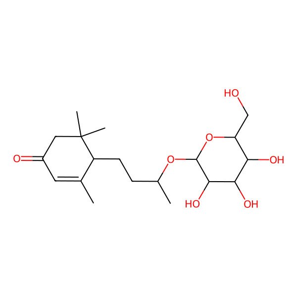 2D Structure of (4R)-3,5,5-trimethyl-4-[(3S)-3-[(2R,3R,4S,5R,6R)-3,4,5-trihydroxy-6-(hydroxymethyl)oxan-2-yl]oxybutyl]cyclohex-2-en-1-one