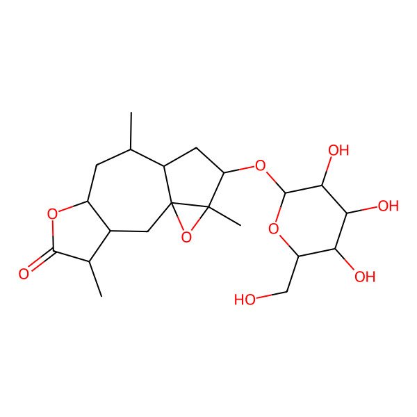 2D Structure of 4,9,13-Trimethyl-12-[3,4,5-trihydroxy-6-(hydroxymethyl)oxan-2-yl]oxy-6,14-dioxatetracyclo[8.4.0.01,13.03,7]tetradecan-5-one