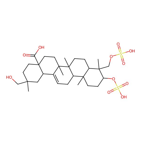 2D Structure of 2-(Hydroxymethyl)-2,6a,6b,9,12a-pentamethyl-10-sulfooxy-9-(sulfooxymethyl)-1,3,4,5,6,6a,7,8,8a,10,11,12,13,14b-tetradecahydropicene-4a-carboxylic acid