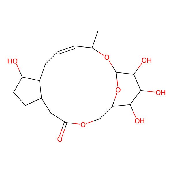 2D Structure of 9,17,18,19-Tetrahydroxy-14-methyl-3,15,20-trioxatricyclo[14.3.1.06,10]icos-12-en-4-one