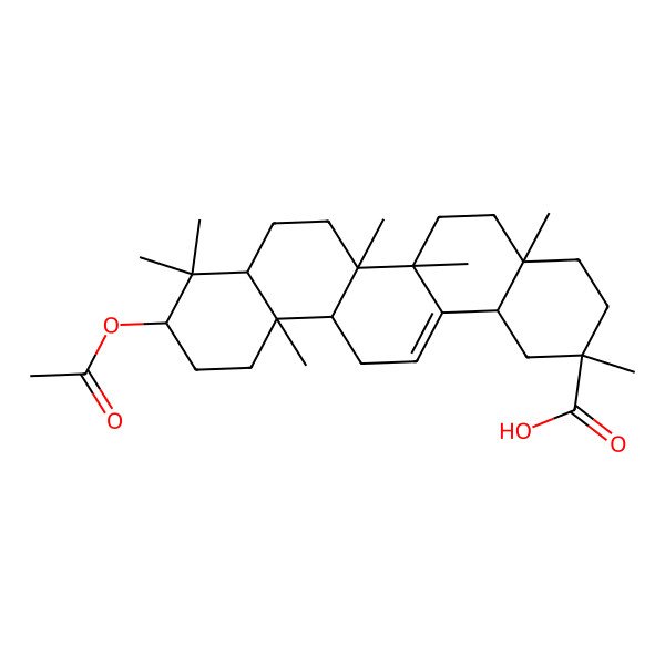 2D Structure of 10-Acetyloxy-2,4a,6a,6b,9,9,12a-heptamethyl-1,3,4,5,6,6a,7,8,8a,10,11,12,13,14b-tetradecahydropicene-2-carboxylic acid