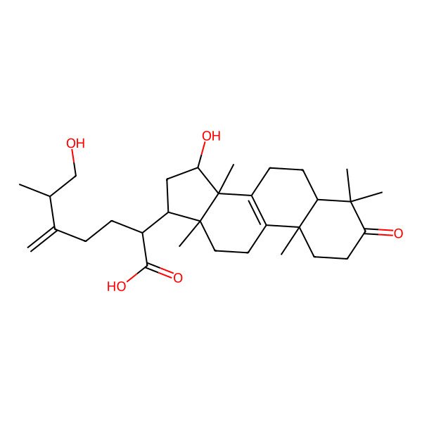 2D Structure of 7-Hydroxy-2-(15-hydroxy-4,4,10,13,14-pentamethyl-3-oxo-1,2,5,6,7,11,12,15,16,17-decahydrocyclopenta[a]phenanthren-17-yl)-6-methyl-5-methylideneheptanoic acid