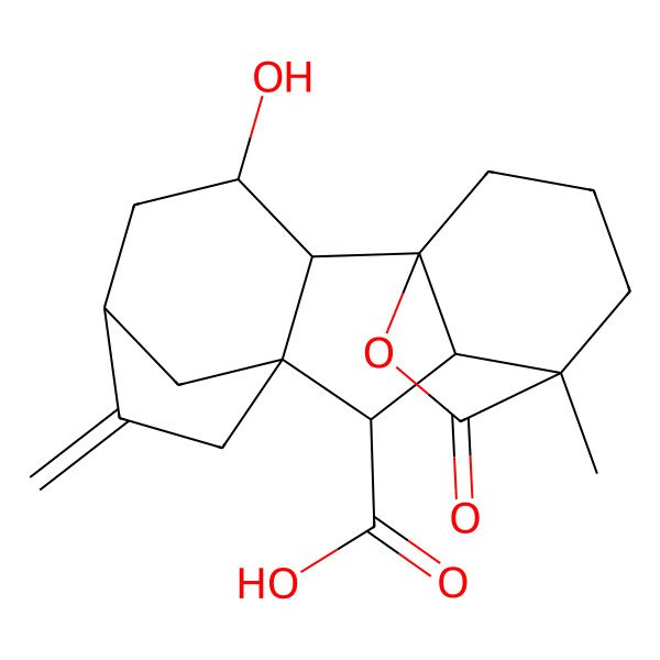 2D Structure of (1S,2S,3S,5S,8R,9S,10R,11R)-3-hydroxy-11-methyl-6-methylidene-16-oxo-15-oxapentacyclo[9.3.2.15,8.01,10.02,8]heptadecane-9-carboxylic acid