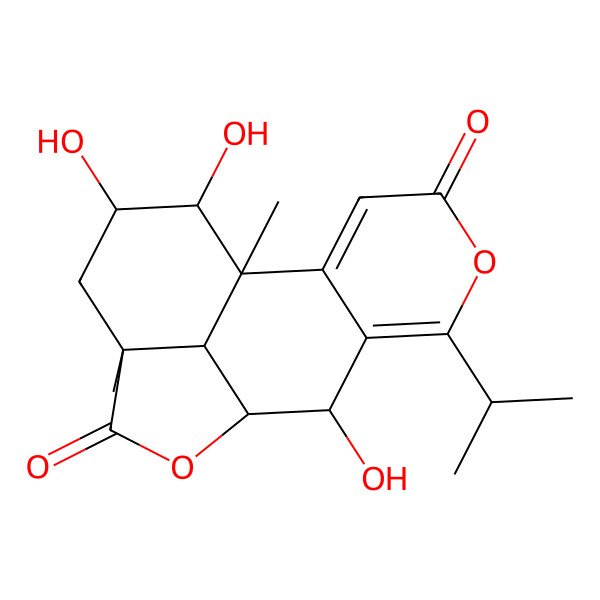 2D Structure of (1S,8R,9S,12S,14R,15S,16R)-8,14,15-trihydroxy-1,12-dimethyl-6-propan-2-yl-5,10-dioxatetracyclo[7.6.1.0^{2,7.0^{12,16]hexadeca-2,6-diene-4,11-dione