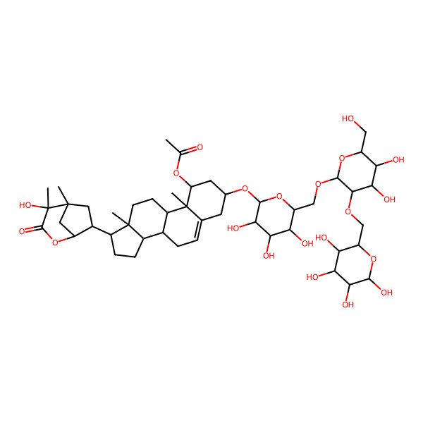 2D Structure of [3-[6-[[4,5-dihydroxy-6-(hydroxymethyl)-3-[(3,4,5,6-tetrahydroxyoxan-2-yl)methoxy]oxan-2-yl]oxymethyl]-3,4,5-trihydroxyoxan-2-yl]oxy-17-(4-hydroxy-4,5-dimethyl-3-oxo-2-oxabicyclo[3.2.1]octan-7-yl)-10,13-dimethyl-2,3,4,7,8,9,11,12,14,15,16,17-dodecahydro-1H-cyclopenta[a]phenanthren-1-yl] acetate