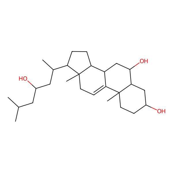 2D Structure of (3R,5R,6R,8S,10S,13R,14S,17R)-17-[(2R,4S)-4-hydroxy-6-methylheptan-2-yl]-10,13-dimethyl-2,3,4,5,6,7,8,12,14,15,16,17-dodecahydro-1H-cyclopenta[a]phenanthrene-3,6-diol