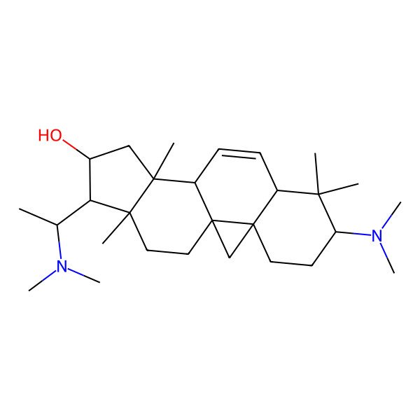 2D Structure of 9,19-Cyclopregn-6-en-16-ol, 3,20-bis(dimethylamino)-4,4,14-trimethyl-[3beta,5alpha,16alpha,20S]-