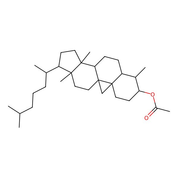 2D Structure of [(1S,3R,6S,7S,8R,11R,12S,15R,16R)-7,12,16-trimethyl-15-[(2R)-6-methylheptan-2-yl]-6-pentacyclo[9.7.0.01,3.03,8.012,16]octadecanyl] acetate