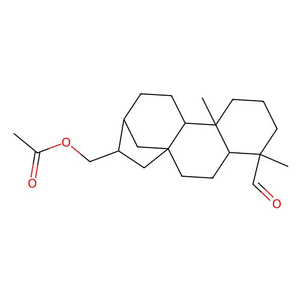 2D Structure of [(1S,4S,5R,9S,10R,13R,14S)-5-formyl-5,9-dimethyl-14-tetracyclo[11.2.1.01,10.04,9]hexadecanyl]methyl acetate