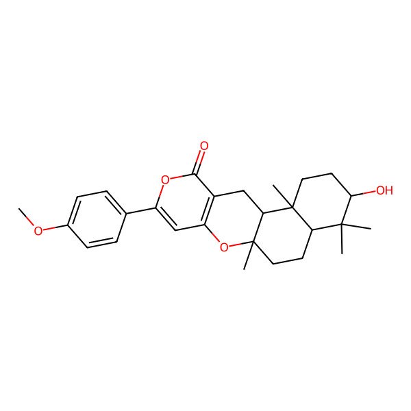 2D Structure of 5-Hydroxy-14-(4-methoxyphenyl)-2,6,6,10-tetramethyl-11,15-dioxatetracyclo[8.8.0.02,7.012,17]octadeca-12(17),13-dien-16-one