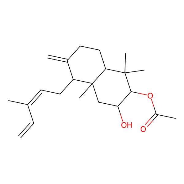 2D Structure of [(2R,3R,4aR,5S,8aS)-3-hydroxy-1,1,4a-trimethyl-6-methylidene-5-[(2E)-3-methylpenta-2,4-dienyl]-3,4,5,7,8,8a-hexahydro-2H-naphthalen-2-yl] acetate