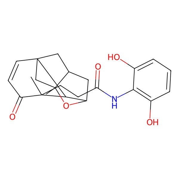 2D Structure of N-(2,6-dihydroxyphenyl)-3-(5,9-dimethyl-4-oxo-8-oxatetracyclo[7.2.1.17,10.01,6]tridec-2-en-5-yl)propanamide