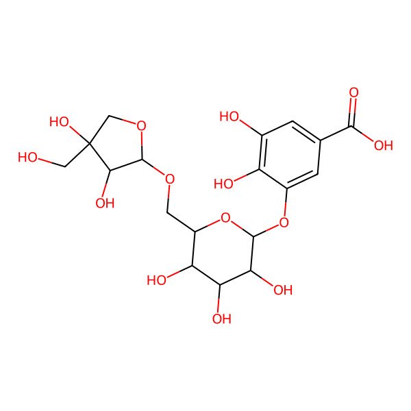 2D Structure of 3-[6-[[3,4-Dihydroxy-4-(hydroxymethyl)oxolan-2-yl]oxymethyl]-3,4,5-trihydroxyoxan-2-yl]oxy-4,5-dihydroxybenzoic acid