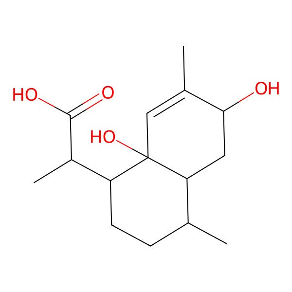 2D Structure of 2-[(1S,4R,4aS,6S,8aS)-6,8a-dihydroxy-4,7-dimethyl-2,3,4,4a,5,6-hexahydro-1H-naphthalen-1-yl]propanoic acid