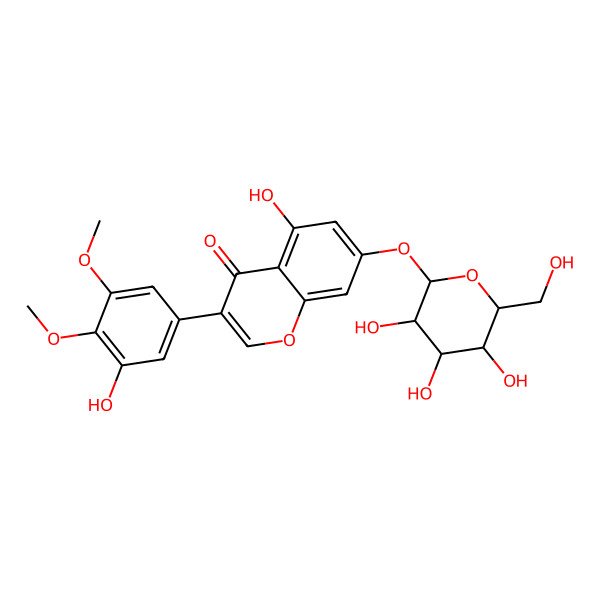 2D Structure of 5-hydroxy-3-(3-hydroxy-4,5-dimethoxyphenyl)-7-[(2R,3S,4R,5R,6S)-3,4,5-trihydroxy-6-(hydroxymethyl)oxan-2-yl]oxychromen-4-one