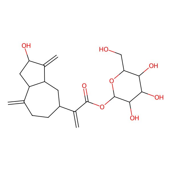 2D Structure of [3,4,5-Trihydroxy-6-(hydroxymethyl)oxan-2-yl] 2-(2-hydroxy-3,8-dimethylidene-1,2,3a,4,5,6,7,8a-octahydroazulen-5-yl)prop-2-enoate