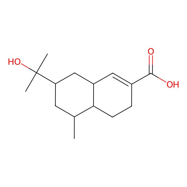 2D Structure of (4aS,5R,7R,8aR)-7-(2-hydroxypropan-2-yl)-5-methyl-3,4,4a,5,6,7,8,8a-octahydronaphthalene-2-carboxylic acid