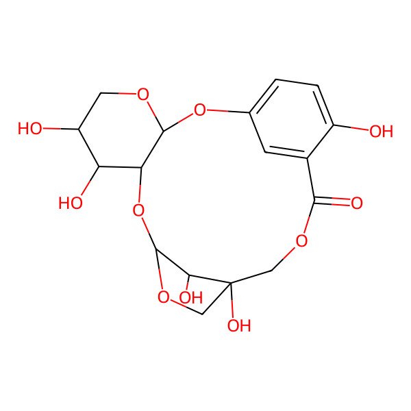 2D Structure of (3S,6R,7R,8R,10S,13S,22R)-6,7,13,18,22-pentahydroxy-2,4,9,11,15-pentaoxatetracyclo[15.3.1.110,13.03,8]docosa-1(21),17,19-trien-16-one