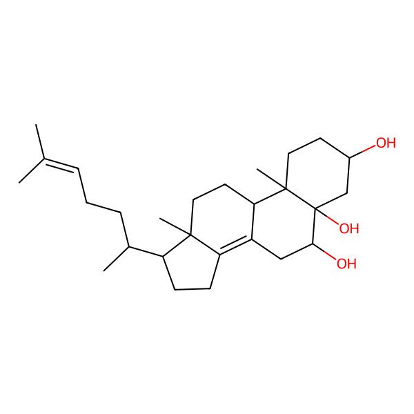 2D Structure of 10,13-Dimethyl-17-(6-methylhept-5-en-2-yl)-1,2,3,4,6,7,9,11,12,15,16,17-dodecahydrocyclopenta[a]phenanthrene-3,5,6-triol