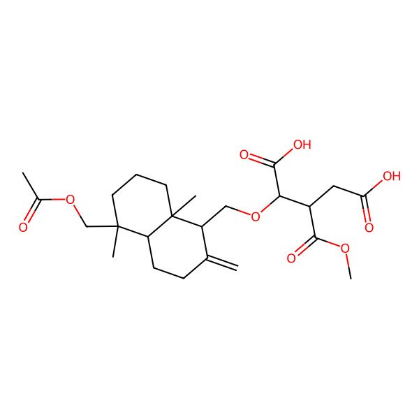 2D Structure of 2-[[5-(acetyloxymethyl)-5,8a-dimethyl-2-methylidene-3,4,4a,6,7,8-hexahydro-1H-naphthalen-1-yl]methoxy]-3-methoxycarbonylpentanedioic acid